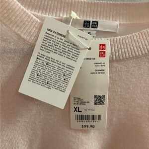 UNIQLO Pink Cashmere Sweater XL NWT